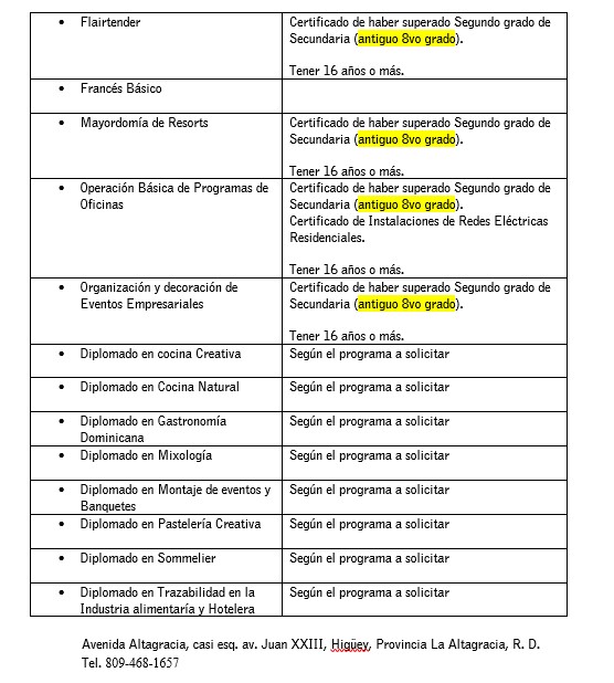 Cursos disponibles para enero
