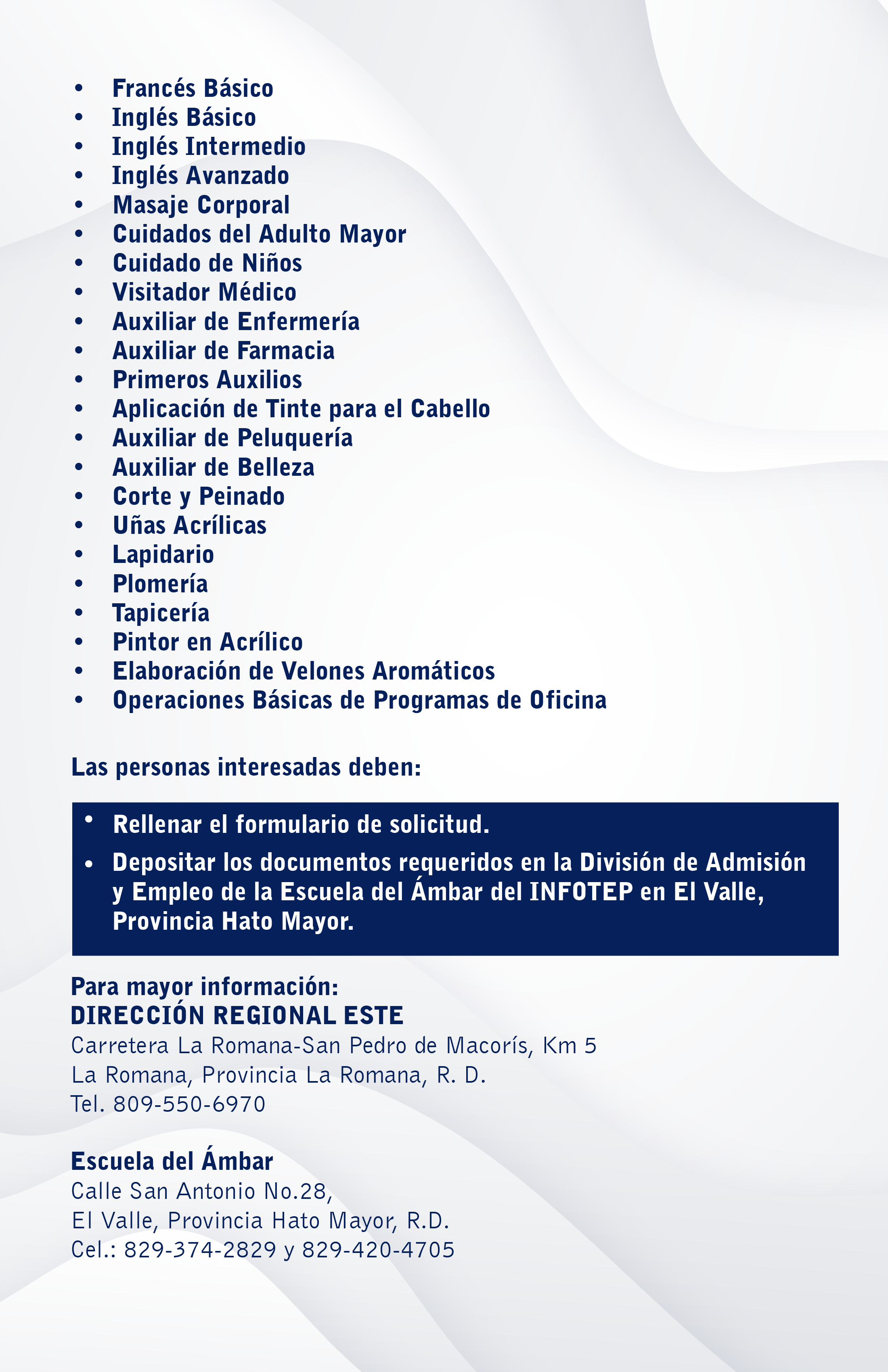 Cursos disponibles para enero